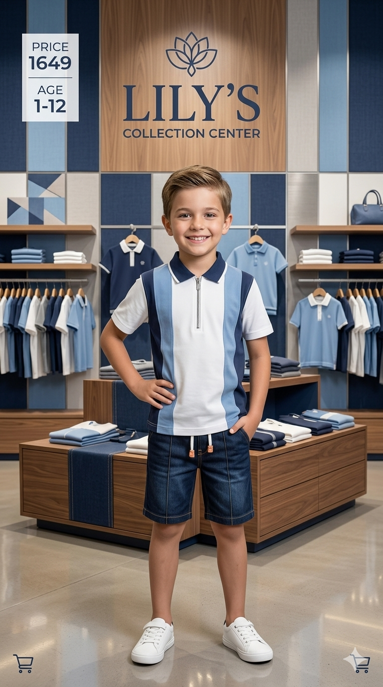 Boys Polo shirt & Jeans Nicker Twin Set (Age 1–12) – Soft & Comfortable Summer Wear