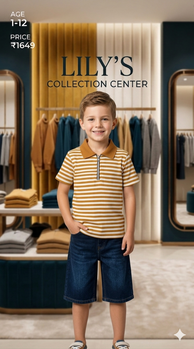 Boys Polo shirt & Jeans Nicker Twin Set (Age 1–12) – Soft & Comfortable Summer Wear