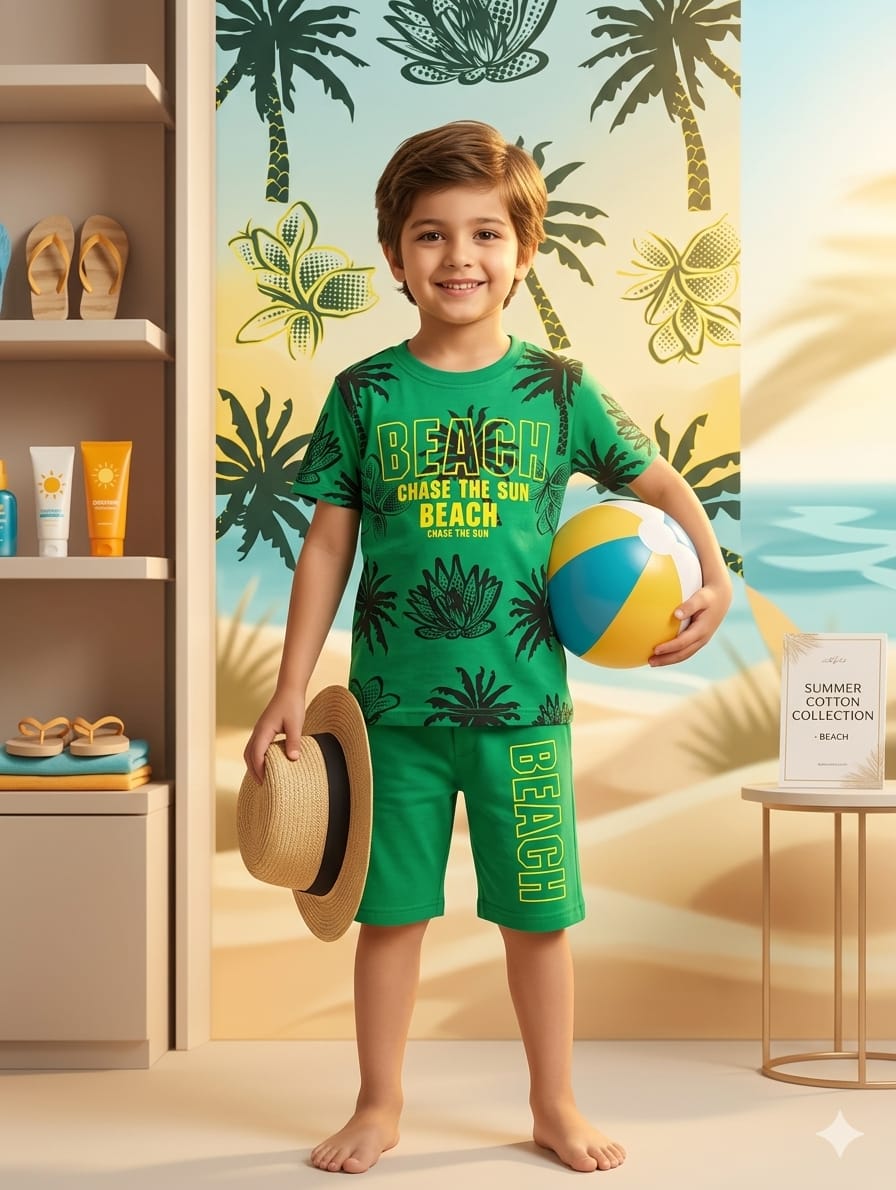 Boys Cotton Jersey Nicker & Shirt Twin Set (Age 1–10) – Soft & Comfortable Summer Wear