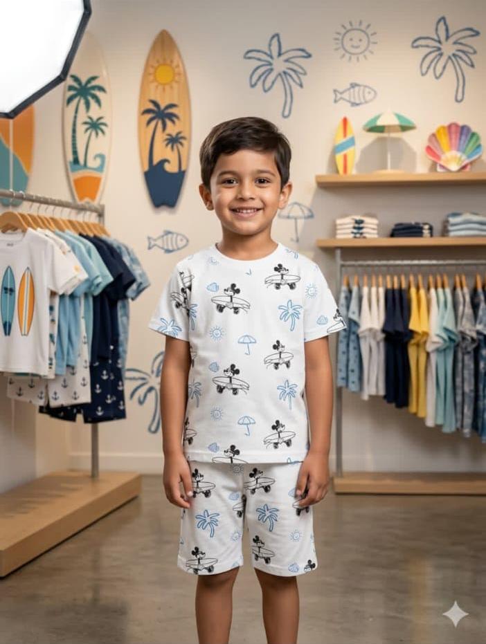 Boys Cotton Jersey Nicker & Shirt Twin Set (Age 1–10) – Soft & Comfortable Summer Wear