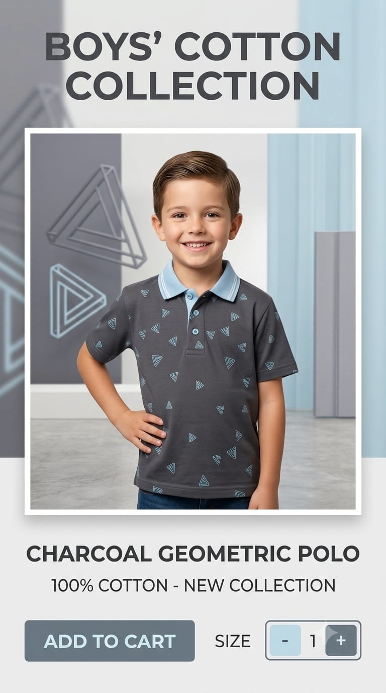 Boys Kids Polo Shirt – Soft Cotton Casual T-Shirt for Boys – Ages 1-12 Years