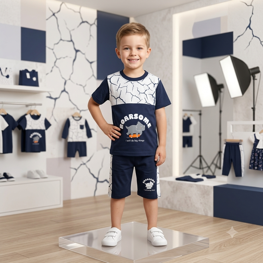 Boys Cotton Jersey Nicker & Shirt Twin Set (Age 1–10) – Soft & Comfortable Summer Wear