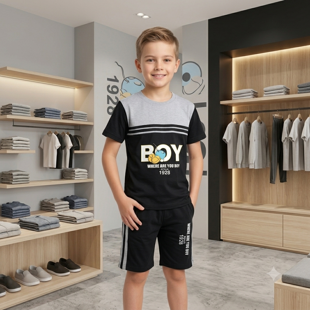 Boys Cotton Jersey Nicker & Shirt Twin Set (Age 1–10) – Soft & Comfortable Summer Wear