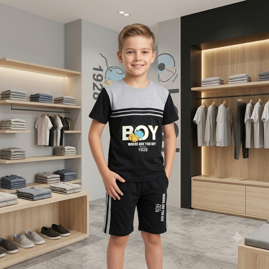 Boys Cotton Jersey Nicker & Shirt Twin Set (Age 1–10) – Soft & Comfortable Summer Wear