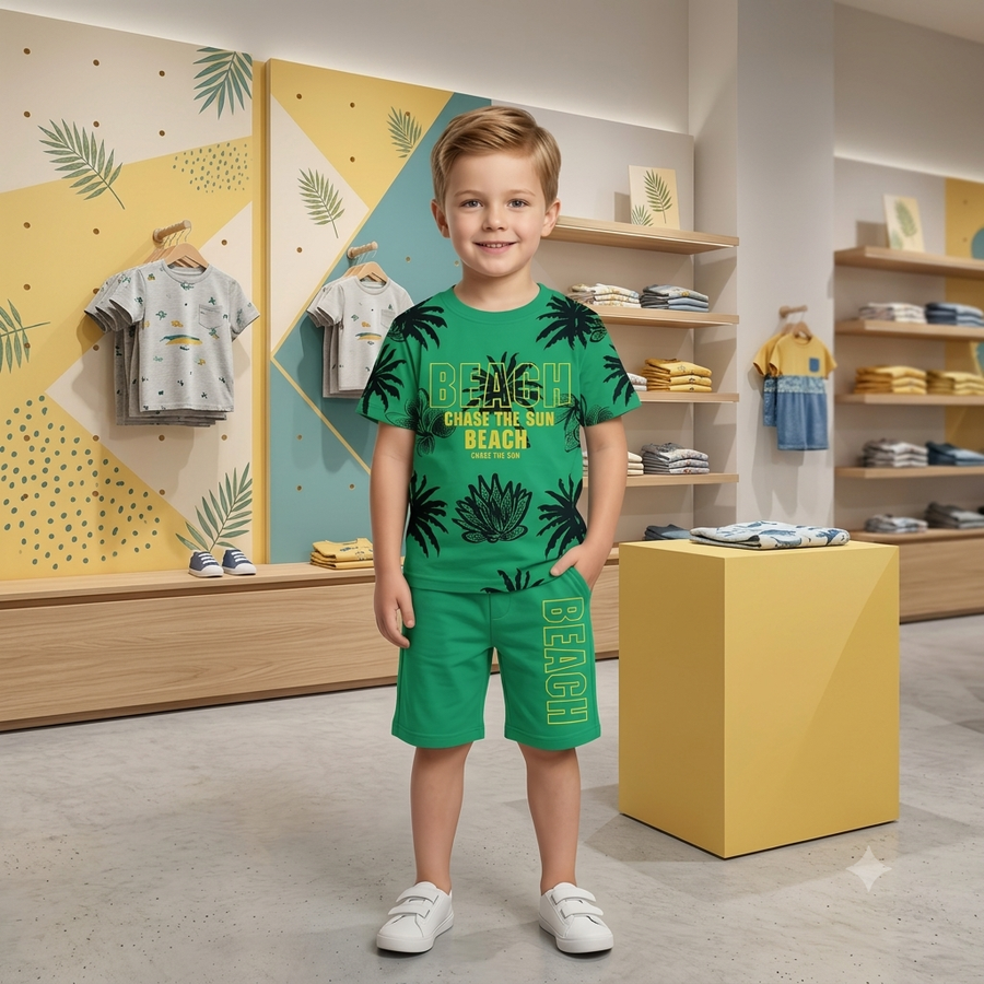 Boys Cotton Jersey Nicker & Shirt Twin Set (Age 1–10) – Soft & Comfortable Summer Wear