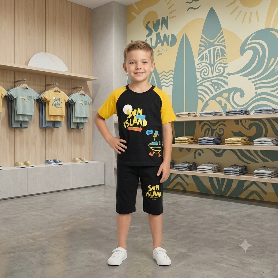 Boys Cotton Jersey Nicker & Shirt Twin Set (Age 1–10) – Soft & Comfortable Summer Wear